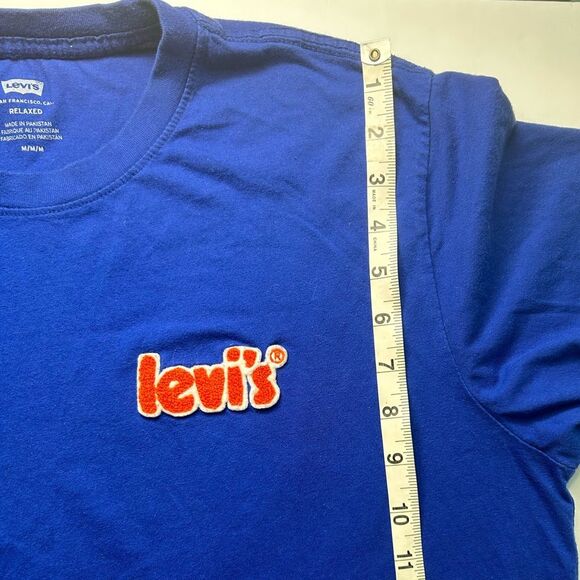 Levi's Men’s Chenille Patch Logo Royal Blue T-Shirt Tee 100% Cotton Size M - Picture 10 of 12